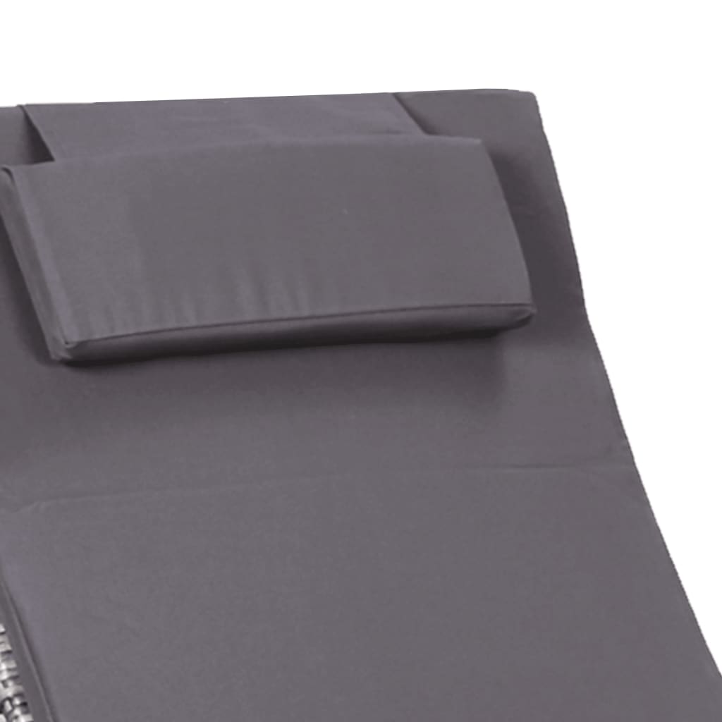 Ξαπλώστρα Γκρι από Συνθετικό Ρατάν με Μαξιλάρι