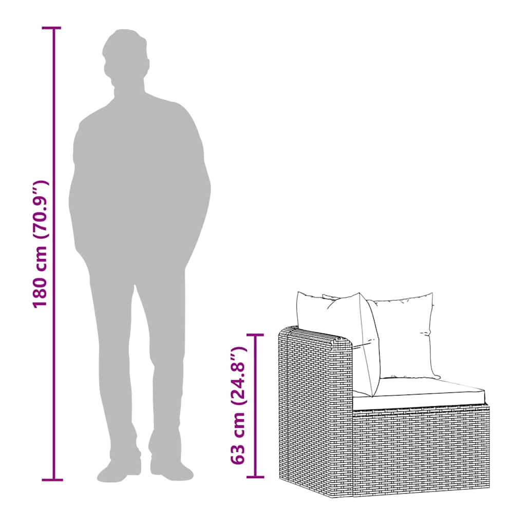 Σετ Καναπέ Κήπου 3 Τεμαχίων Μαύρο Συνθετικό Ρατάν με Μαξιλάρια