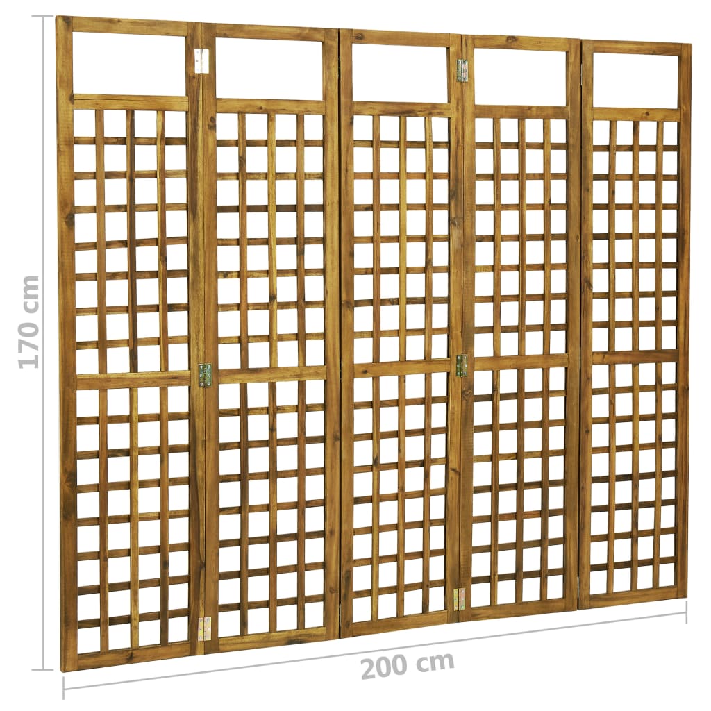 Διαχωριστικό Δωματίου/Καφασωτό 5 Πάνελ 200x170 εκ. Ξύλο Ακακίας