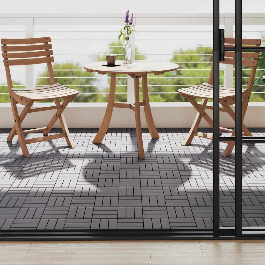 Πλακάκια Deck 10 τεμ. Γκρι Πατίνα 30x30 εκ. Μασίφ Ξύλο Ακακίας