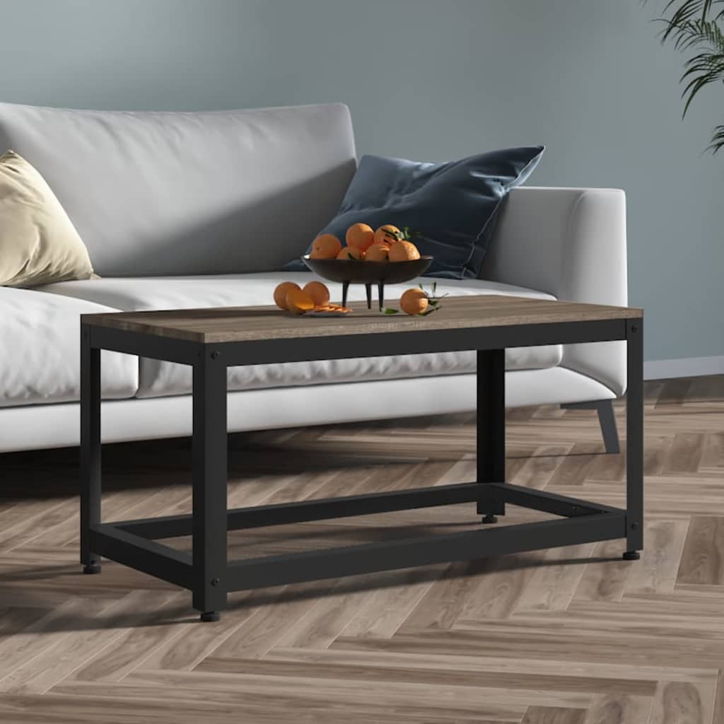 Τραπεζάκι Σαλονιού Γκρι/Μαύρο 90x45x45 εκ. από MDF/Σίδερο - PAKOBAZAAR