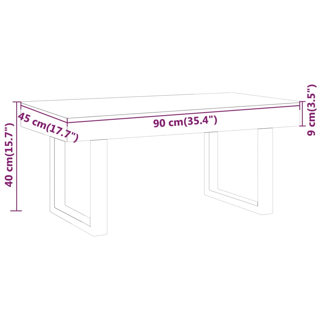 Τραπεζάκι Σαλονιού Γκρι/Μαύρο 90x45x40 εκ. από MDF/Σίδερο - PAKOBAZAAR