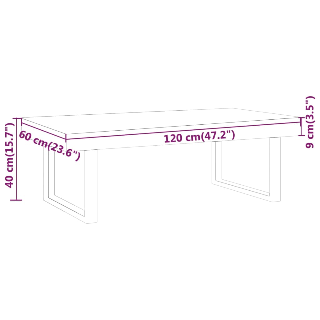 Τραπεζάκι Σαλονιού Σκ. Καφέ/Μαύρο 120x60x40 εκ. από MDF/Σίδερο - PAKOBAZAAR