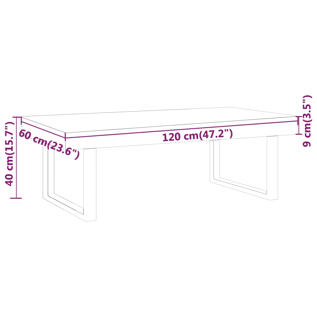 Τραπεζάκι Σαλονιού Γκρι/Μαύρο 120x60x40 εκ. από MDF/Σίδερο - PAKOBAZAAR