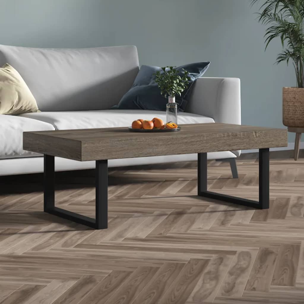 Τραπεζάκι Σαλονιού Γκρι/Μαύρο 120x60x40 εκ. από MDF/Σίδερο - PAKOBAZAAR
