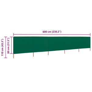Προστατευτικό Αέρα με 5 Πάνελ Πράσινο 600 x 80 εκ. Υφασμάτινο - Pakobazaar