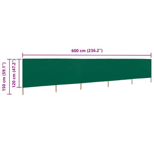 Προστατευτικό Αέρα με 5 Πάνελ Πράσινο 600 x 120 εκ. Υφασμάτινο