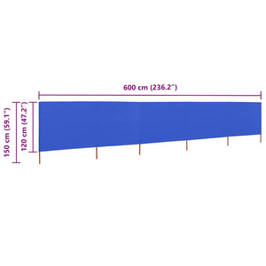 Προστατευτικό Αέρα με 5 Πάνελ Αζούρ Μπλε 600x120 εκ. Υφασμάτινο