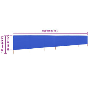 Προστατευτικό Αέρα με 6 Πάνελ Αζούρ Μπλε 800x80 εκ. Υφασμάτινο