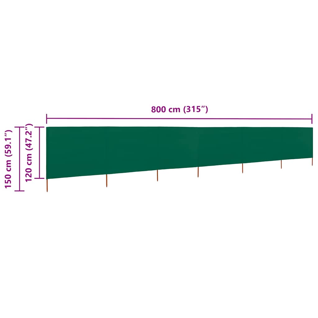 Προστατευτικό Αέρα με 6 Πάνελ Πράσινο 800 x 120 εκ. Υφασμάτινο - Pakobazaar