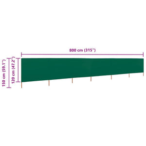 Προστατευτικό Αέρα με 6 Πάνελ Πράσινο 800 x 120 εκ. Υφασμάτινο - Pakobazaar