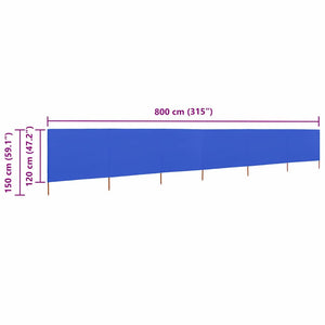 Προστατευτικό Αέρα με 6 Πάνελ Αζούρ Μπλε 800x120 εκ. Υφασμάτινο - Pakobazaar