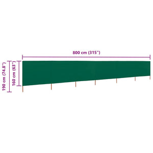 Προστατευτικό Αέρα με 6 Πάνελ Πράσινο 800 x 160 εκ. Υφασμάτινο