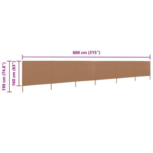 Προστατευτικό Αέρα με 6 Πάνελ Taupe 800 x 160 εκ. Υφασμάτινο