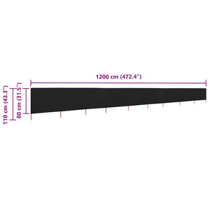 Προστατευτικό Αέρα με 9 Πάνελ Μαύρο 1200 x 80 εκ. Υφασμάτινο - Pakobazaar