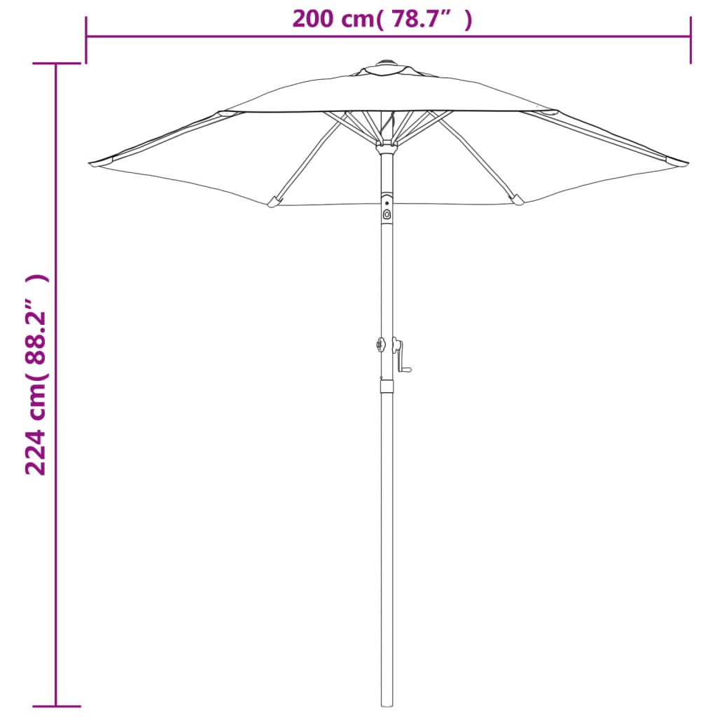 Ομπρέλα Πράσινη 200 x 224 εκ. Αλουμινίου - Pakobazaar