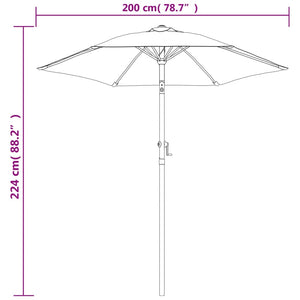 Ομπρέλα Τερακότα 200 x 224 εκ. Αλουμινίου - Pakobazaar