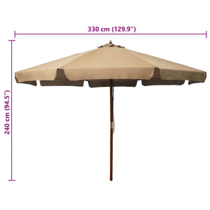 Ομπρέλα Κήπου Χρώμα Taupe 330 εκ. με Ξύλινο Ιστό - Pakobazaar