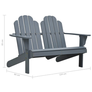 Κάθισμα Διπλό Adirondack Γκρι Ξύλινο