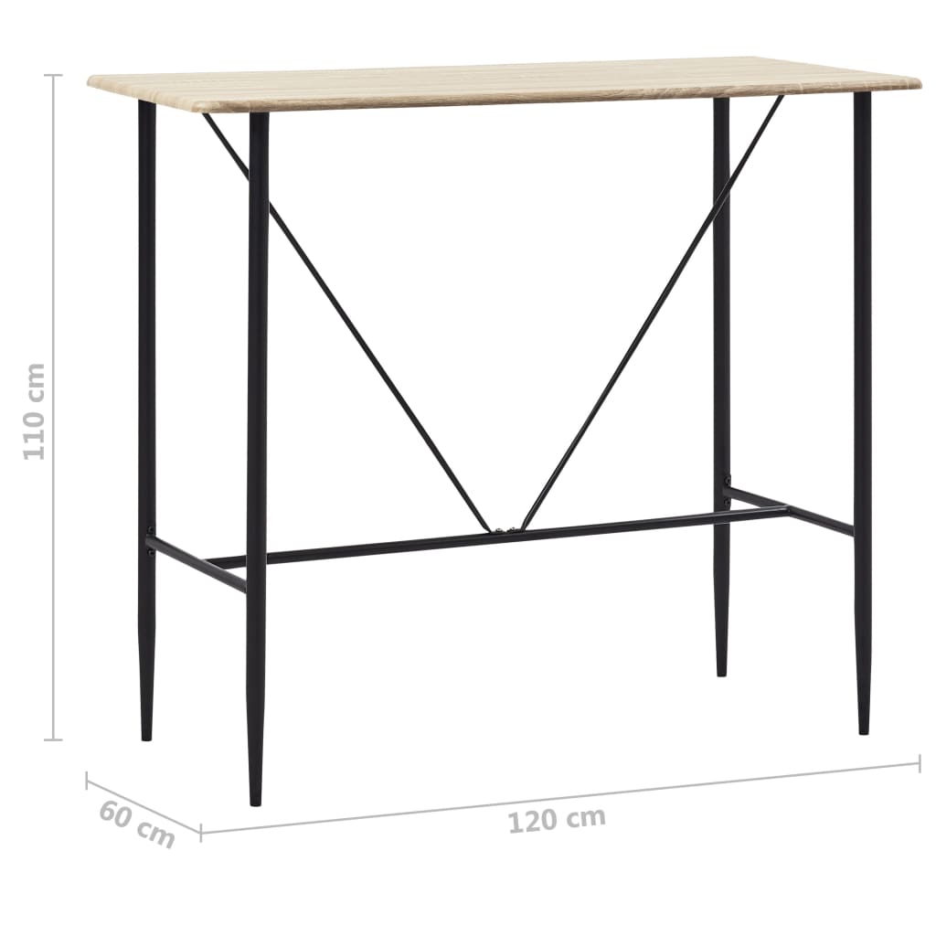 Τραπέζι Μπαρ Χρώμα Δρυός 120 x 60 x 110 εκ. από MDF