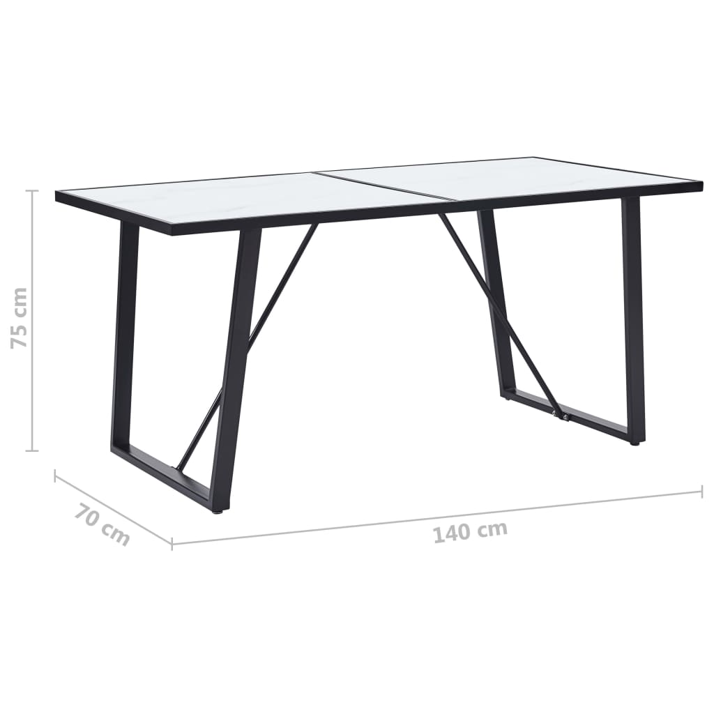 Τραπεζαρία Λευκή 140 x 70 x 75 εκ. από Ψημένο Γυαλί