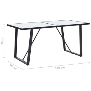 Τραπεζαρία Λευκή 140 x 70 x 75 εκ. από Ψημένο Γυαλί