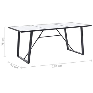 Τραπεζαρία Λευκή 180 x 90 x 75 εκ. από Ψημένο Γυαλί
