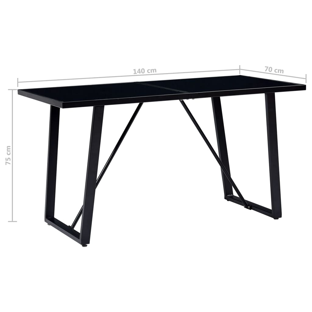Τραπεζαρία Μαύρη 140 x 70 x 75 εκ. από Ψημένο Γυαλί