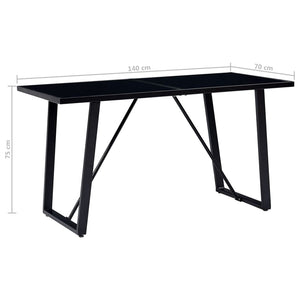Τραπεζαρία Μαύρη 140 x 70 x 75 εκ. από Ψημένο Γυαλί