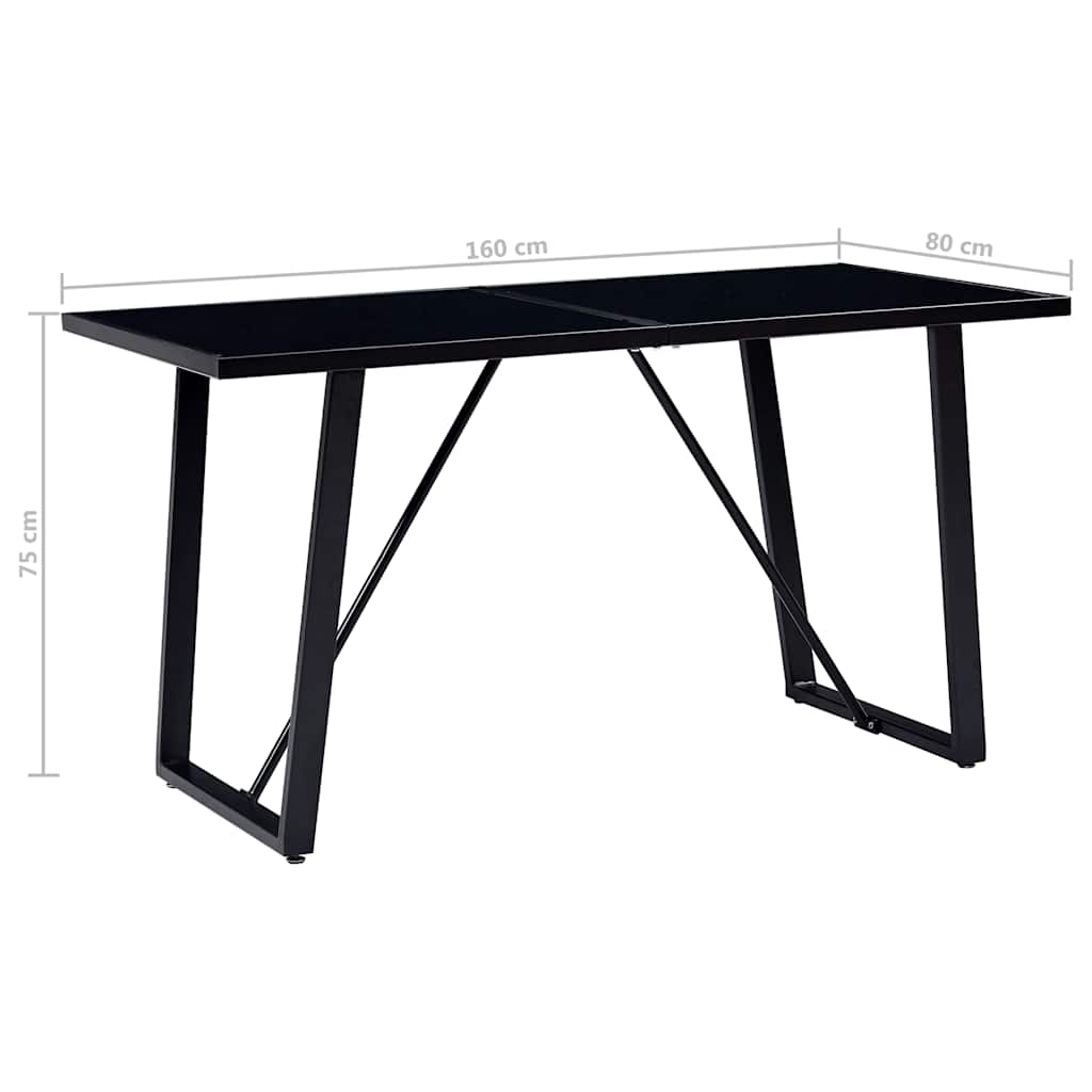 Τραπεζαρία Μαύρη 160 x 80 x 75 εκ. από Ψημένο Γυαλί