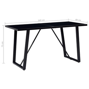 Τραπεζαρία Μαύρη 160 x 80 x 75 εκ. από Ψημένο Γυαλί