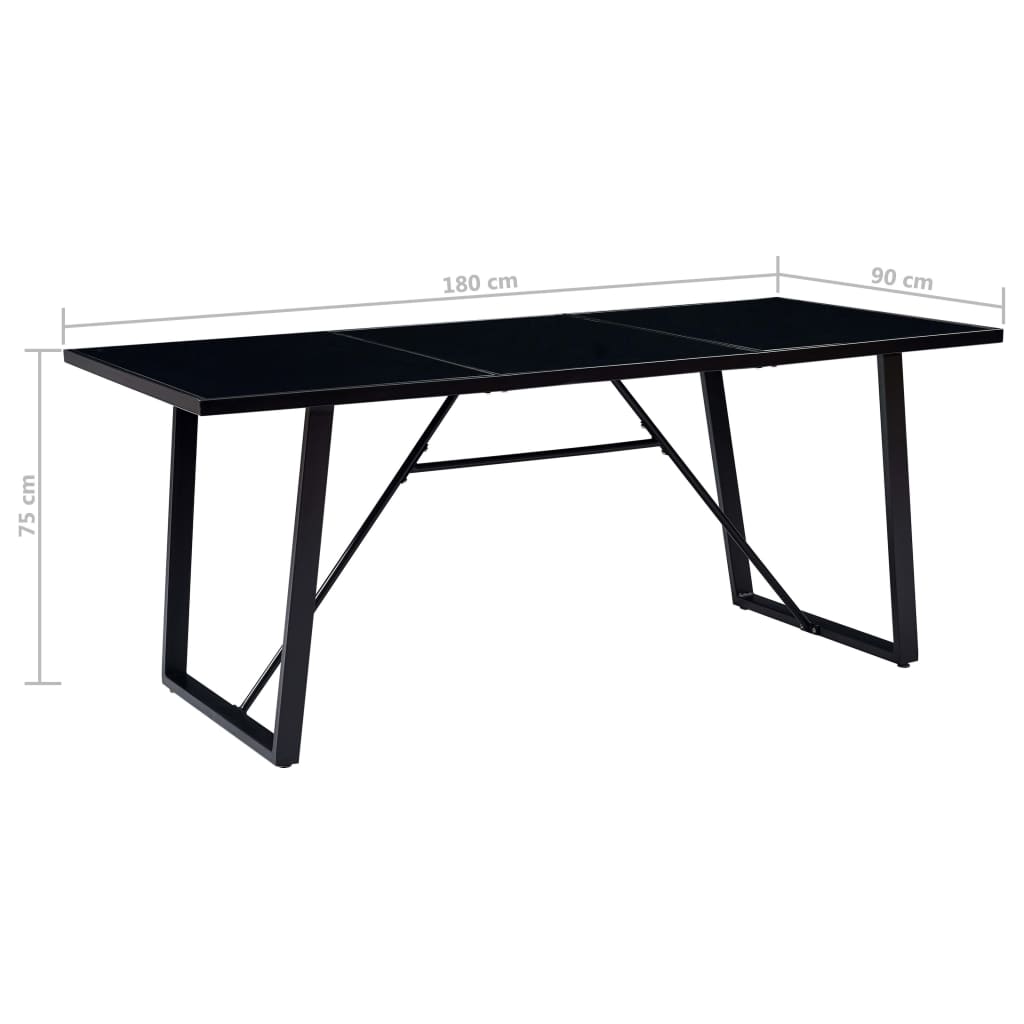 Τραπεζαρία Μαύρη 180 x 90 x 75 εκ. από Ψημένο Γυαλί