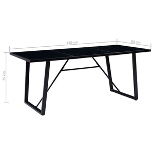 Τραπεζαρία Μαύρη 180 x 90 x 75 εκ. από Ψημένο Γυαλί