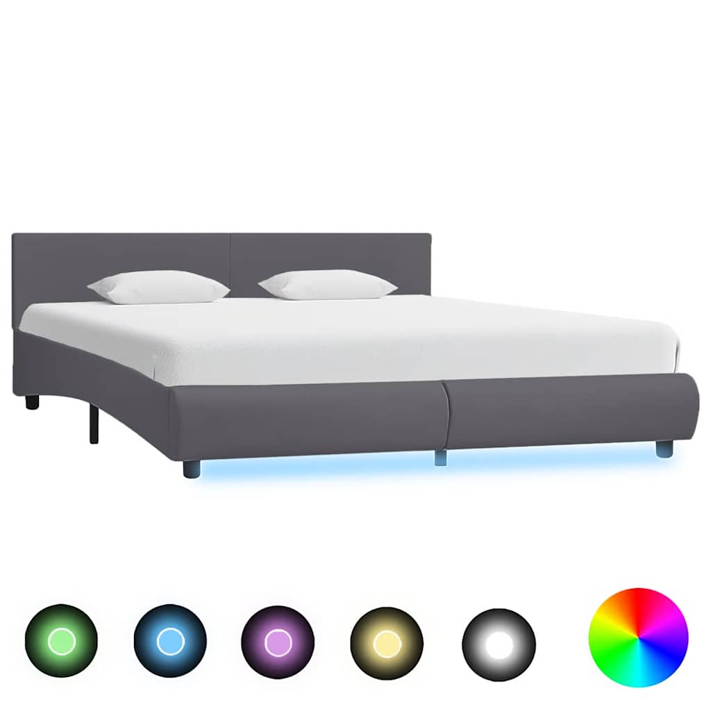 Πλαίσιο Κρεβατιού με LED Γκρι 180 x 200 εκ. από Συνθετικό Δέρμα - PAKOBAZAAR