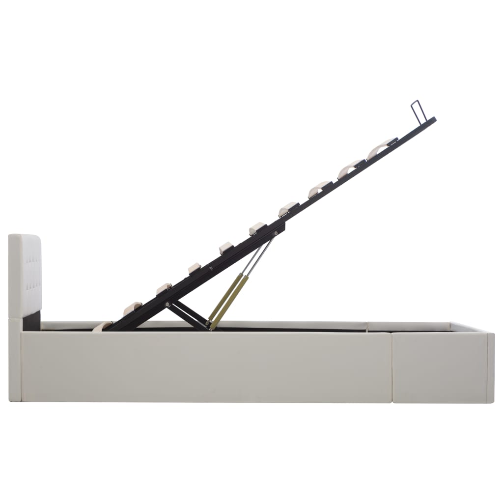 Πλαίσιο Κρεβατιού με Αποθηκ. Χώρο Λευκό 90x200 εκ. Συνθ. Δέρμα