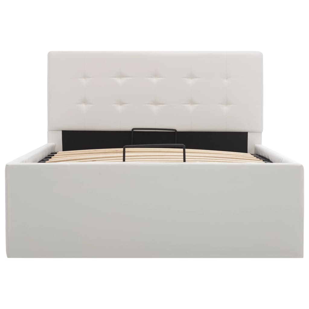Πλαίσιο Κρεβατιού με Αποθηκ. Χώρο Λευκό 100x200 εκ. Συνθ. Δέρμα