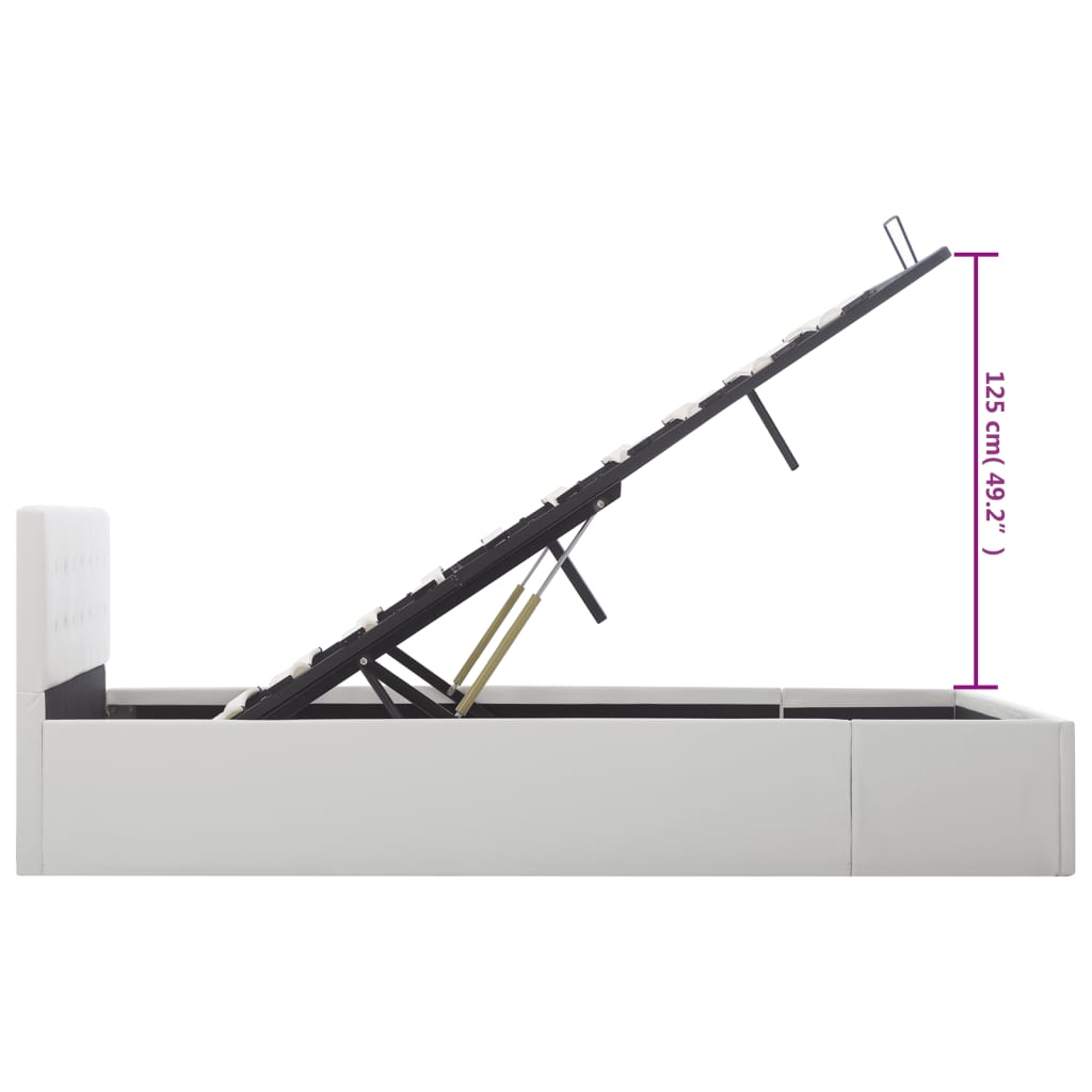 Πλαίσιο Κρεβατιού με Αποθηκ. Χώρο Λευκό 140x200 εκ. Συνθ. Δέρμα - Pakobazaar