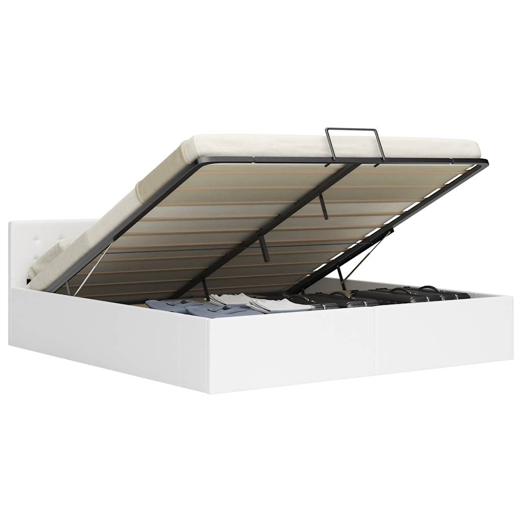 Πλαίσιο Κρεβατιού με Αποθηκ. Χώρο Λευκό 180x200 εκ. Συνθ. Δέρμα - PAKOBAZAAR
