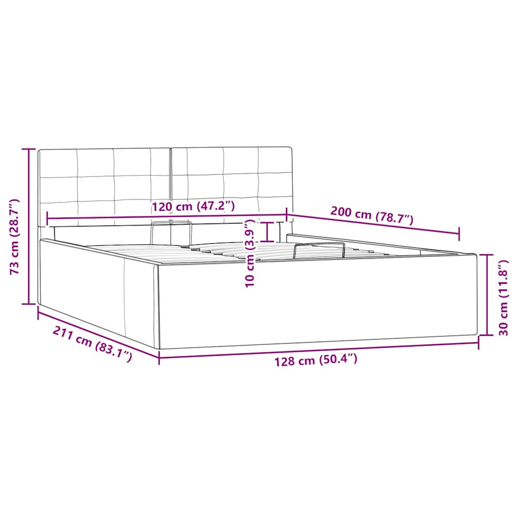 Πλαίσιο Κρεβατιού με Αποθ. Χώρο Καπουτσίνο 120x200 εκ Δερματίνη