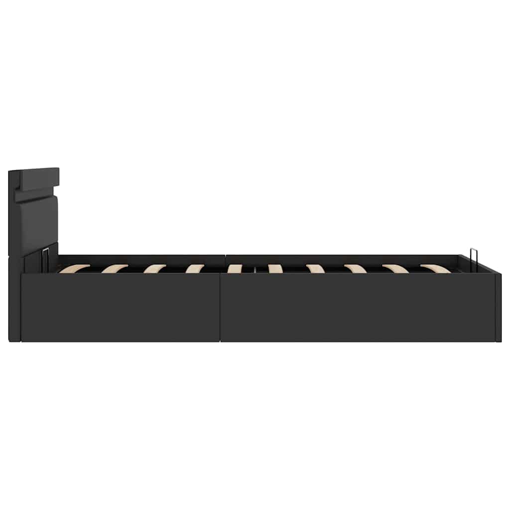 Πλαίσιο Κρεβατιού Αποθ. Χώρο/LED Μαύρο 90x200 εκ. Δερματίνη - PAKOBAZAAR