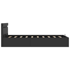 Πλαίσιο Κρεβατιού Αποθ. Χώρο/LED Μαύρο 90x200 εκ. Δερματίνη - PAKOBAZAAR