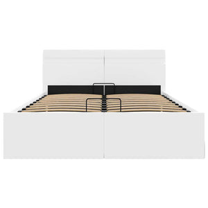 Πλαίσιο Κρεβατιού με Αποθ. Χώρο/LED Λευκό 120x200 εκ. Δερματίνη - PAKOBAZAAR