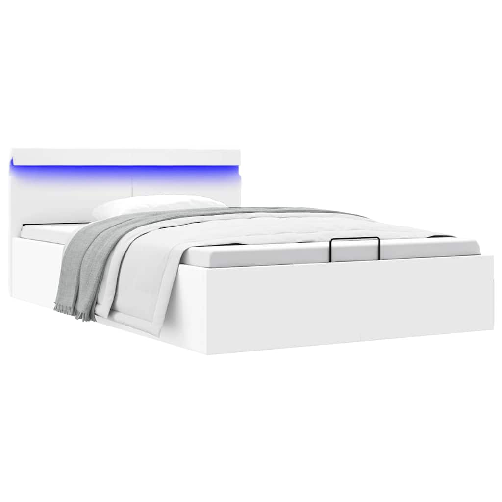 Πλαίσιο Κρεβατιού Αποθ. Χώρο/LED Μαύρο 140x200 εκ. Δερματίνη - Pakobazaar