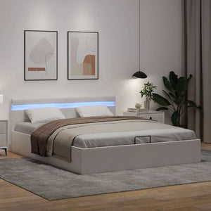 Πλαίσιο Κρεβατιού Αποθ. Χώρο/LED Μαύρο 160x200 εκ. Δερματίνη - PAKOBAZAAR