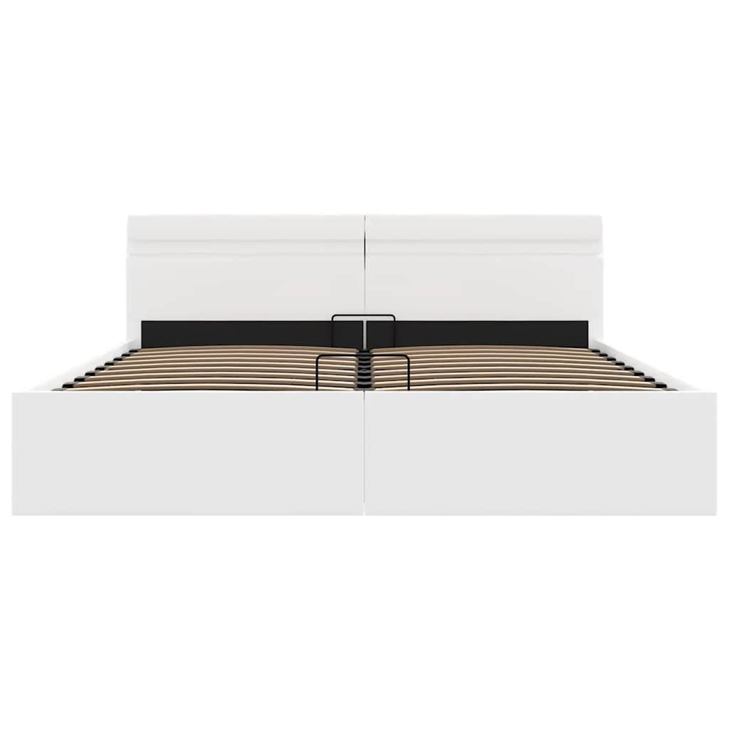 Πλαίσιο Κρεβατιού Αποθ. Χώρο/LED Μαύρο 160x200 εκ. Δερματίνη - PAKOBAZAAR