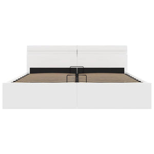 Πλαίσιο Κρεβατιού Αποθ. Χώρο/LED Μαύρο 160x200 εκ. Δερματίνη - PAKOBAZAAR