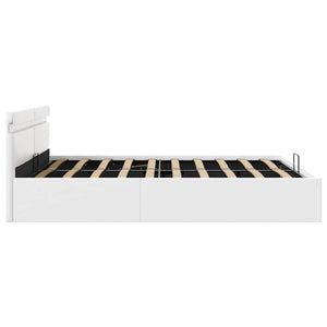 Πλαίσιο Κρεβατιού Αποθ. Χώρο/LED Μαύρο 160x200 εκ. Δερματίνη - PAKOBAZAAR