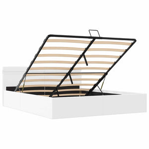 Πλαίσιο Κρεβατιού Αποθ. Χώρο/LED Μαύρο 160x200 εκ. Δερματίνη - PAKOBAZAAR