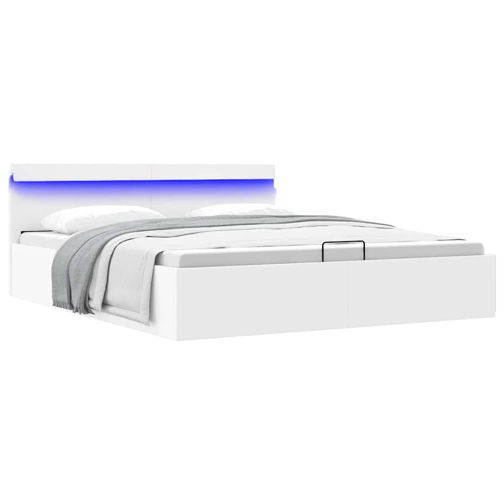 Πλαίσιο Κρεβατιού Αποθ. Χώρο/LED Μαύρο 180x200 εκ. Δερματίνη - PAKOBAZAAR