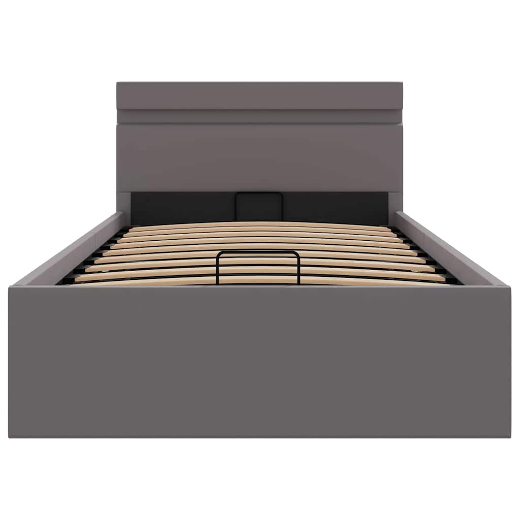 Πλαίσιο Κρεβατιού Αποθ. Χώρο/LED Γκρι 100x200 εκ. Δερματίνη - Pakobazaar